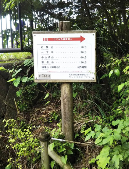 高尾山山頂から奥高尾に向かう途中にある札